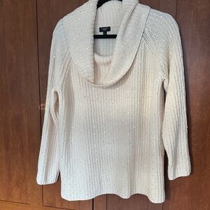 Chico's Elegant Cream Cowl Neck Sweater